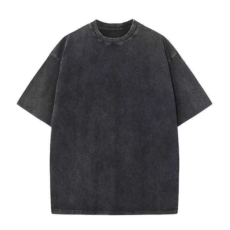 Washed black heavyweight cotton tee